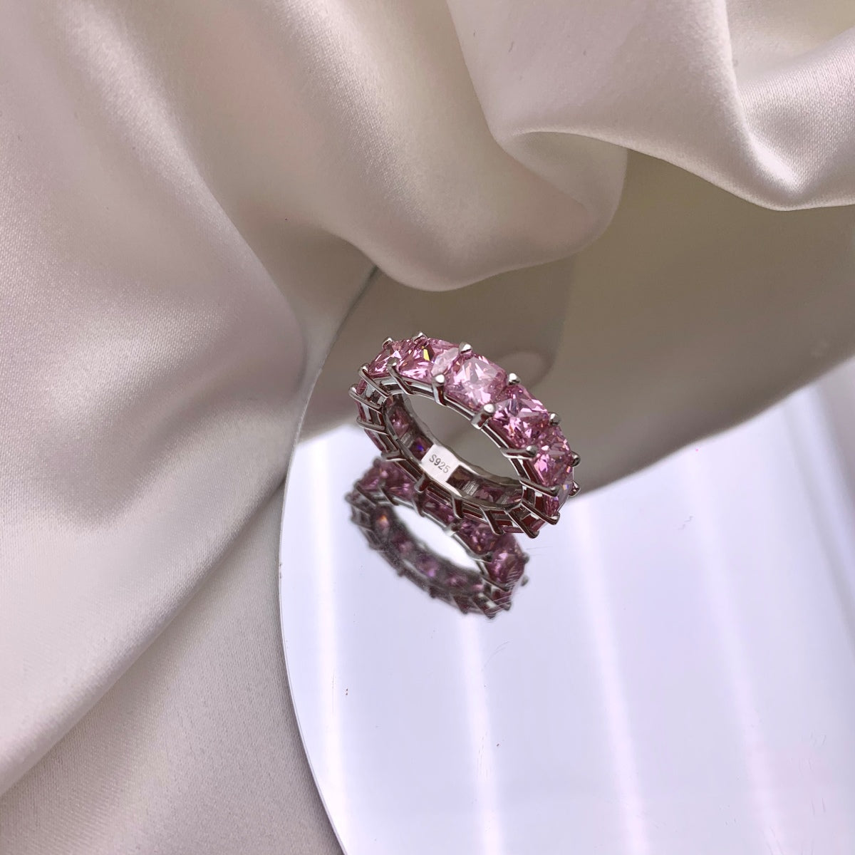 [Olivia Jewelry]Elegant Princess Cut Tennis Ring