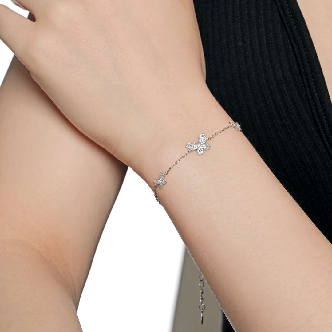[Olivia Jewelry]Delicate Butterfly Pendant Bracelet