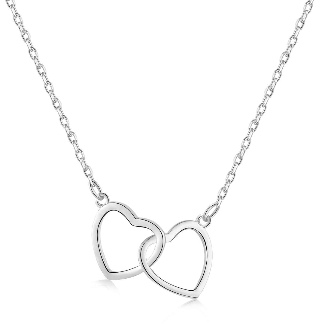 [Olivia Jewelry]Sterling Silver Love Double Ring Necklace