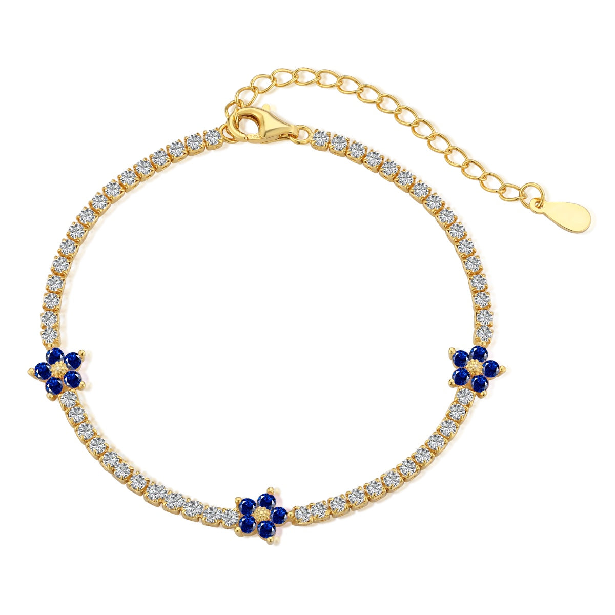 [Olivia Jewelry]Sparkling Flower Shape Tennis Bracelet