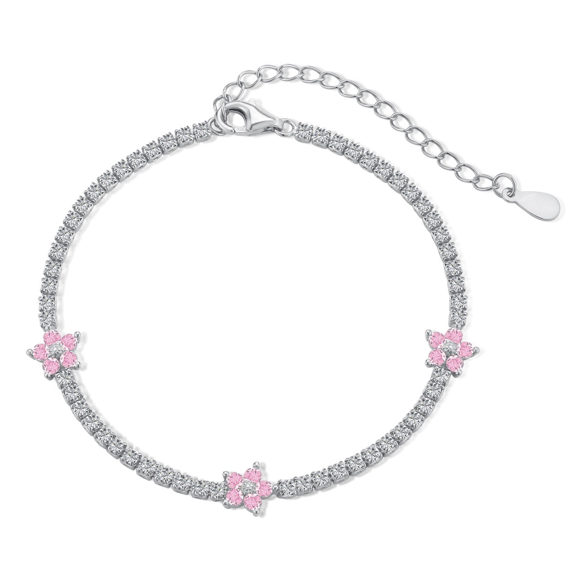 [Olivia Jewelry]Sparkling Flower Shape Tennis Bracelet