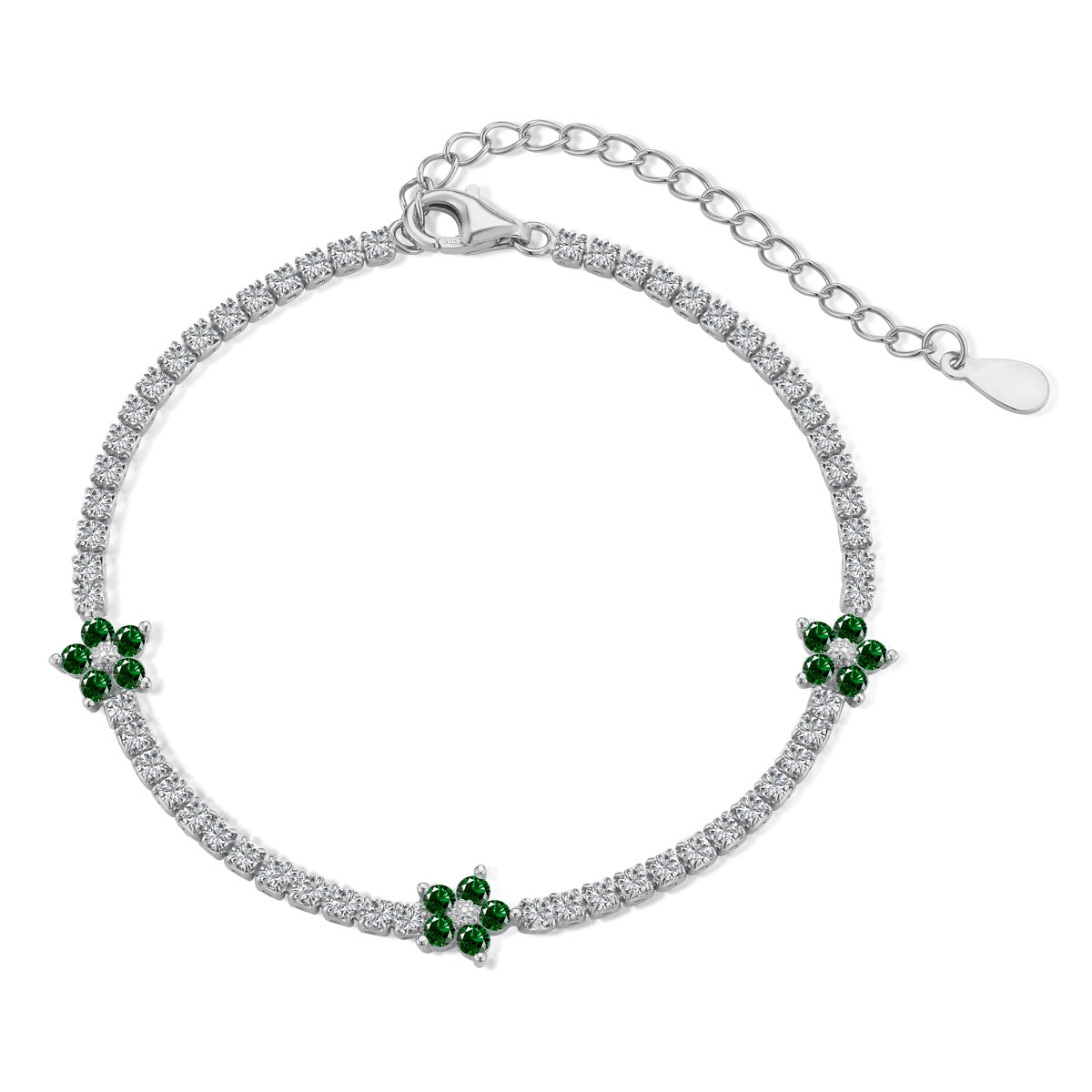 [Olivia Jewelry]Sparkling Flower Shape Tennis Bracelet