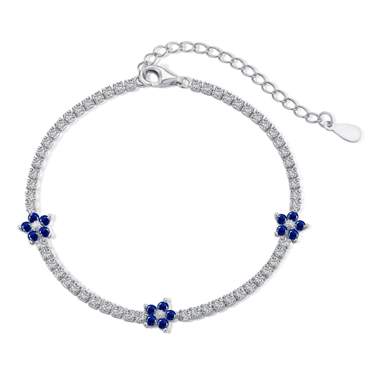 [Olivia Jewelry]Sparkling Flower Shape Tennis Bracelet
