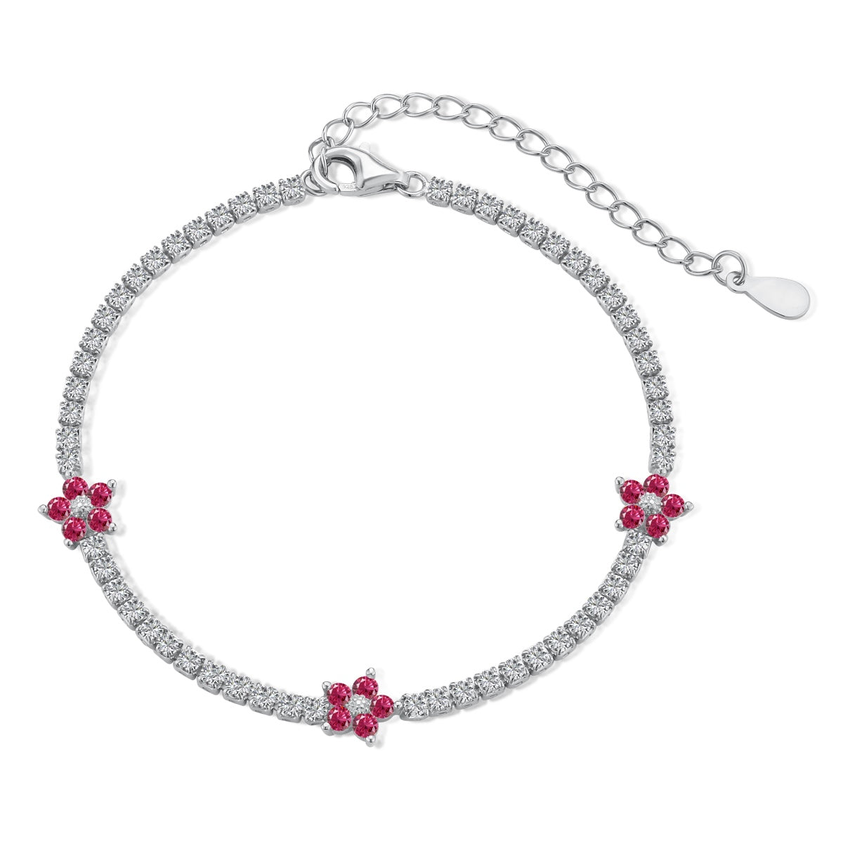[Olivia Jewelry]Sparkling Flower Shape Tennis Bracelet