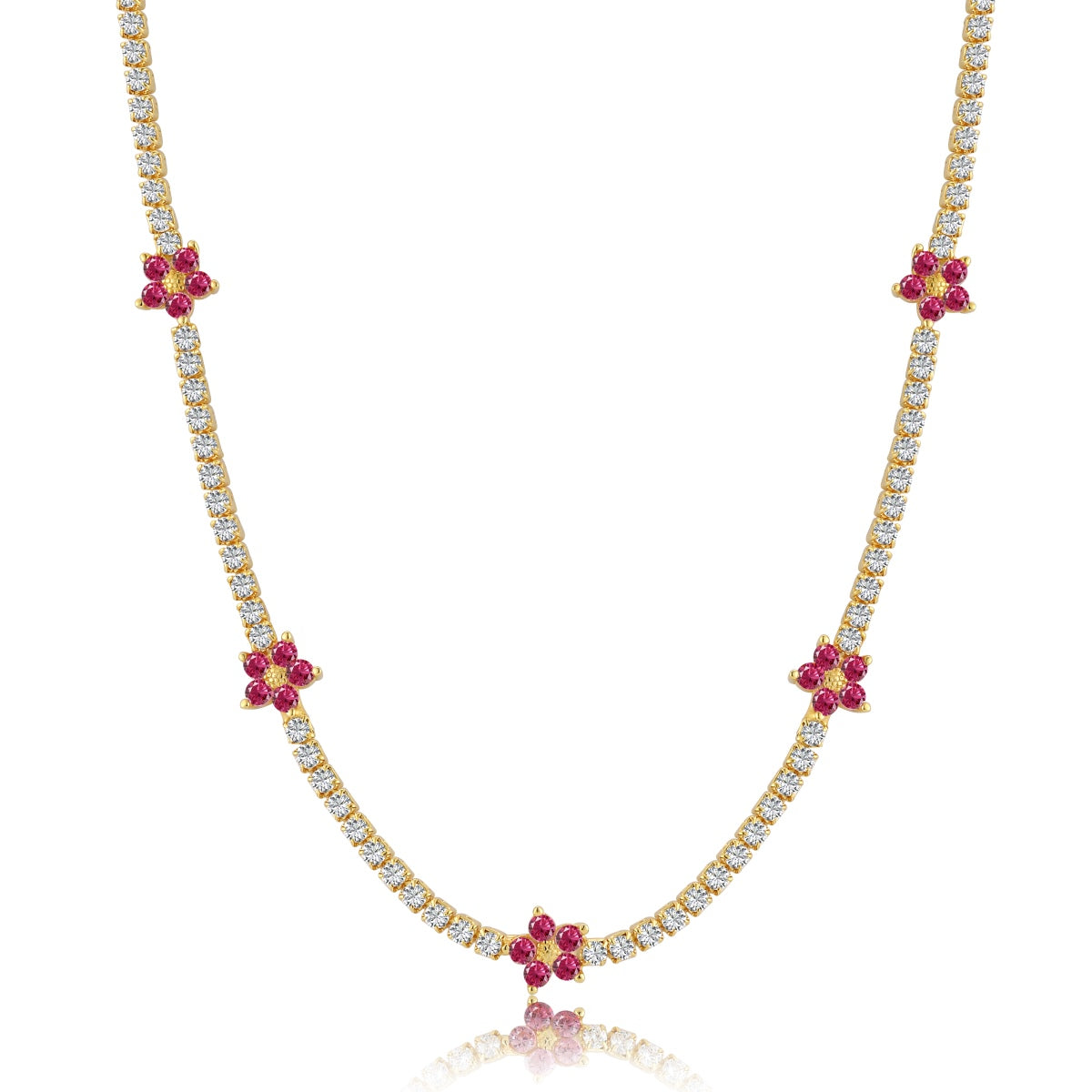 [Olivia Jewelry]Luxurious Colorful Flower Tennis Necklace