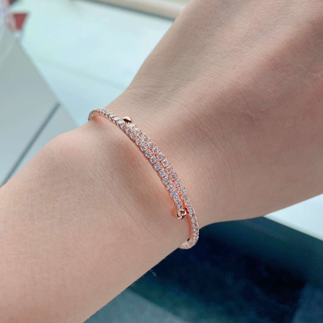 [Olivia Jewelry]Row of Diamonds Round Fashion Bracelet