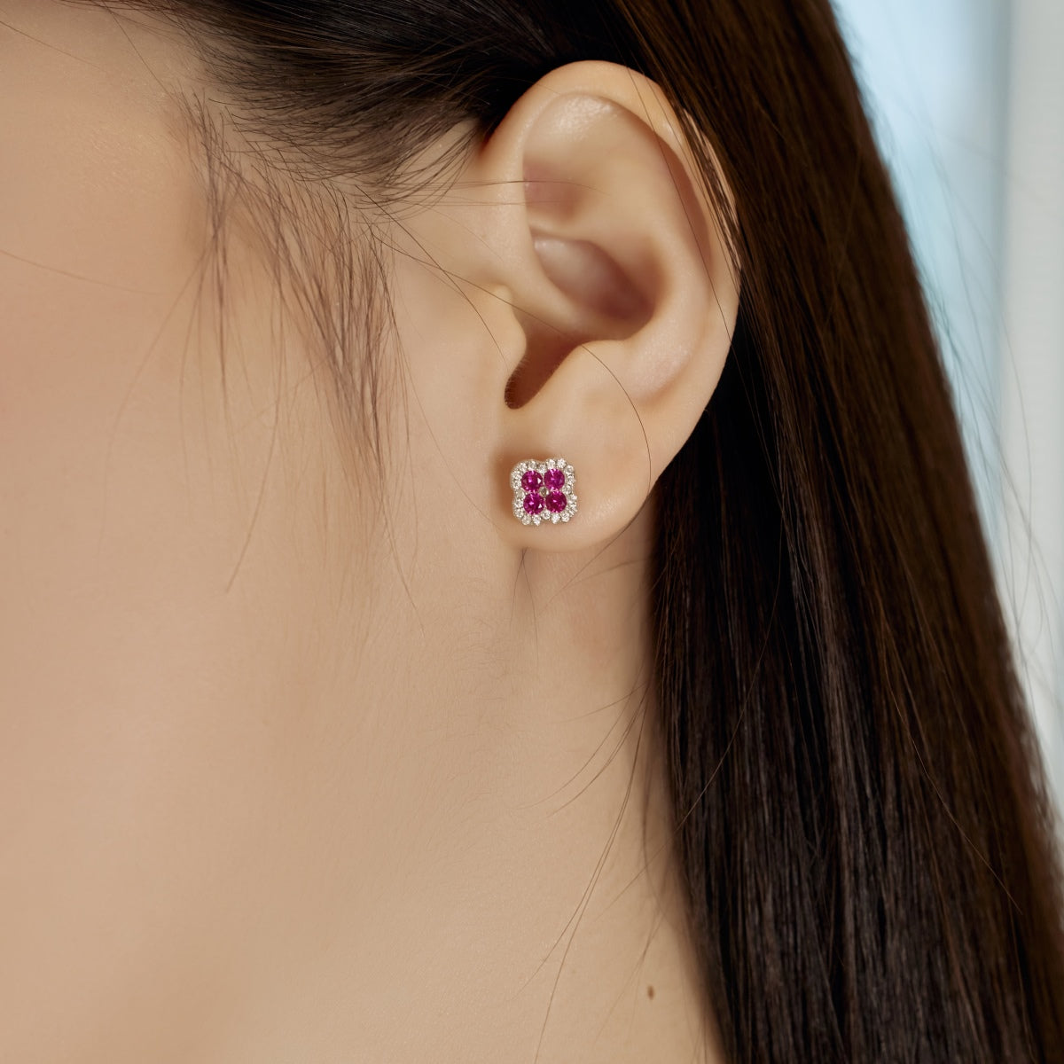 [Olivia Jewelry]Four-Leaf Clover Flower Shaped Earrings