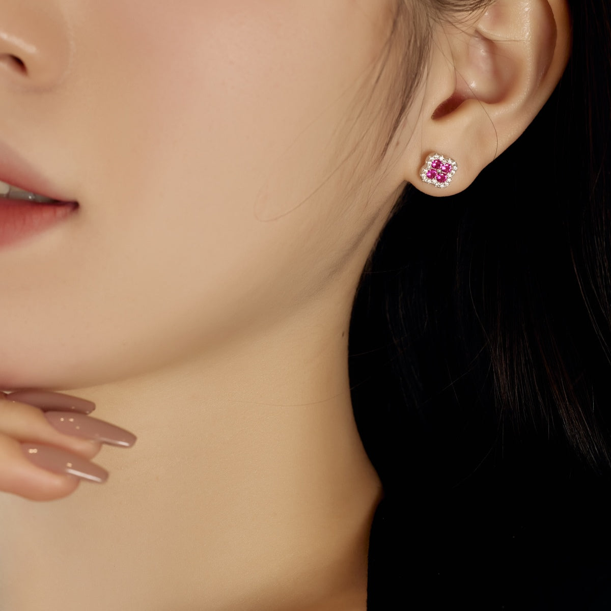 [Olivia Jewelry]Four-Leaf Clover Flower Shaped Earrings