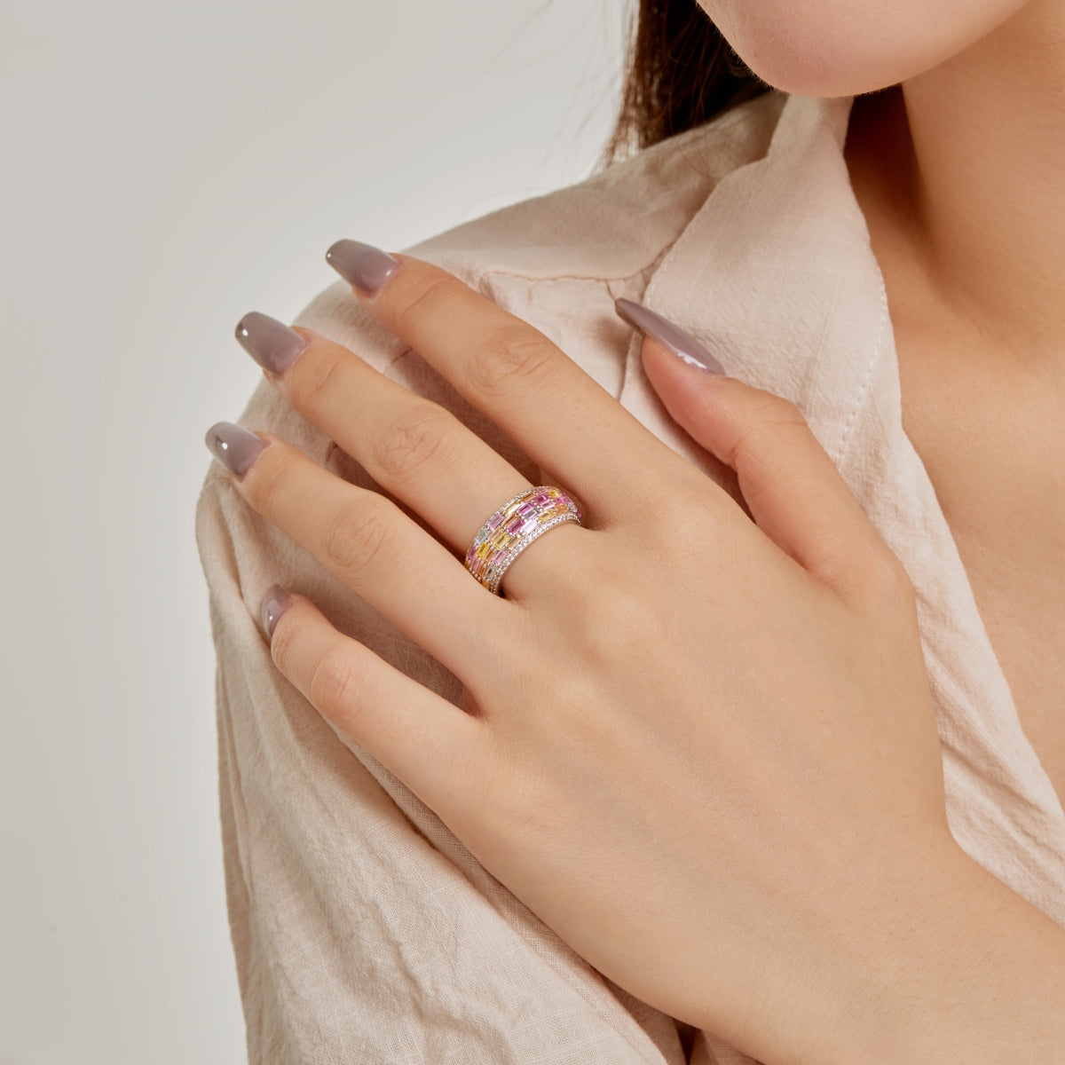 [Olivia Jewelry]Radiant Colorful Radiant Cut Daily Ring