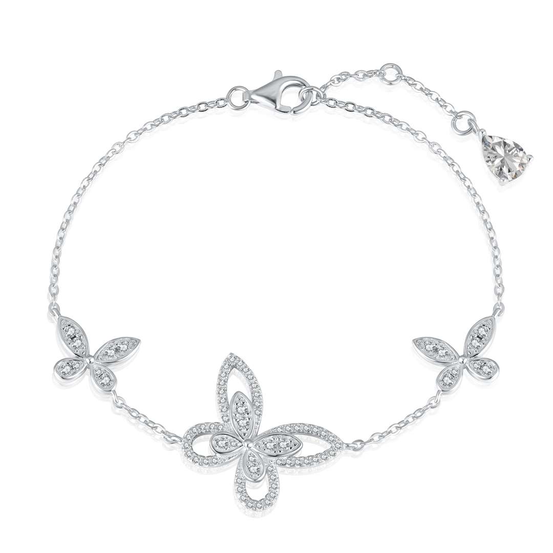 [Olivia Jewelry]Delicate Butterfly Pendant Bracelet