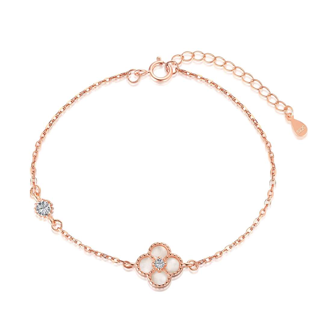 [Olivia Jewelry]Delicate Four Leaf Clover Bracelet
