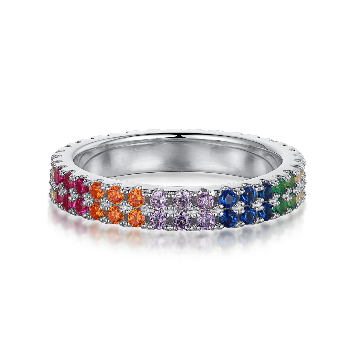[Olivia Jewelry]Unique Colorful Round Cut Tennis Ring