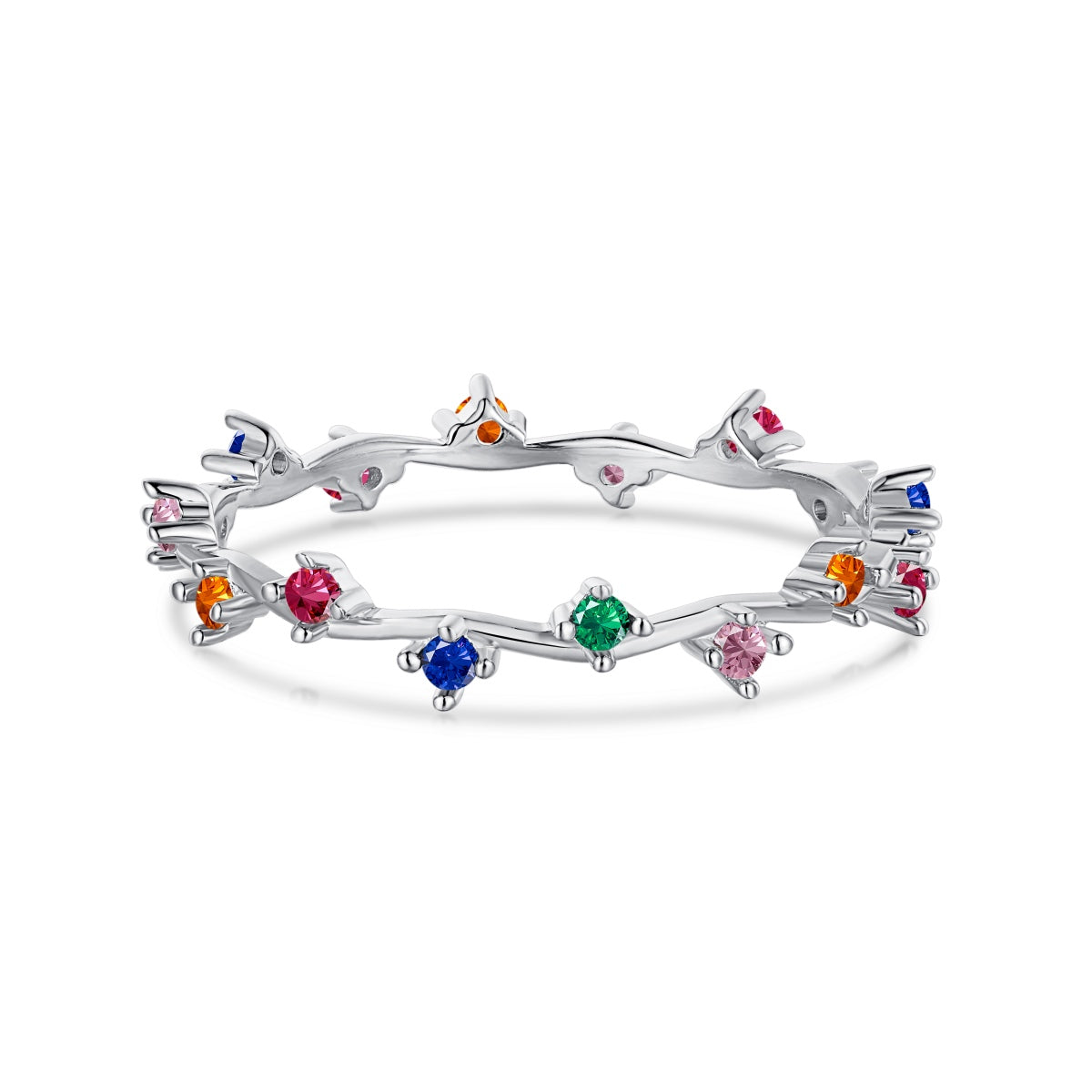 [Olivia Jewelry]Radiant Colorful Round Cut Daily Ring