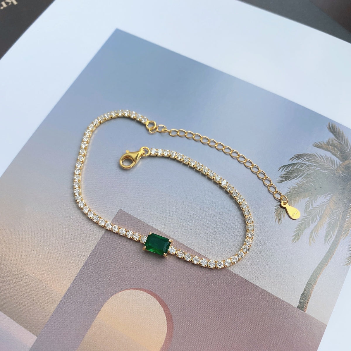 [Olivia Jewelry]1.0 Carat Unique Emerald Cut Banquet Bracelet