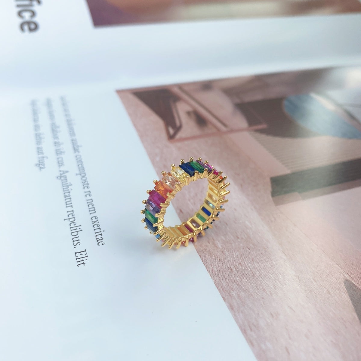 [Olivia Jewelry]Unique Colorful Radiant Cut RIng
