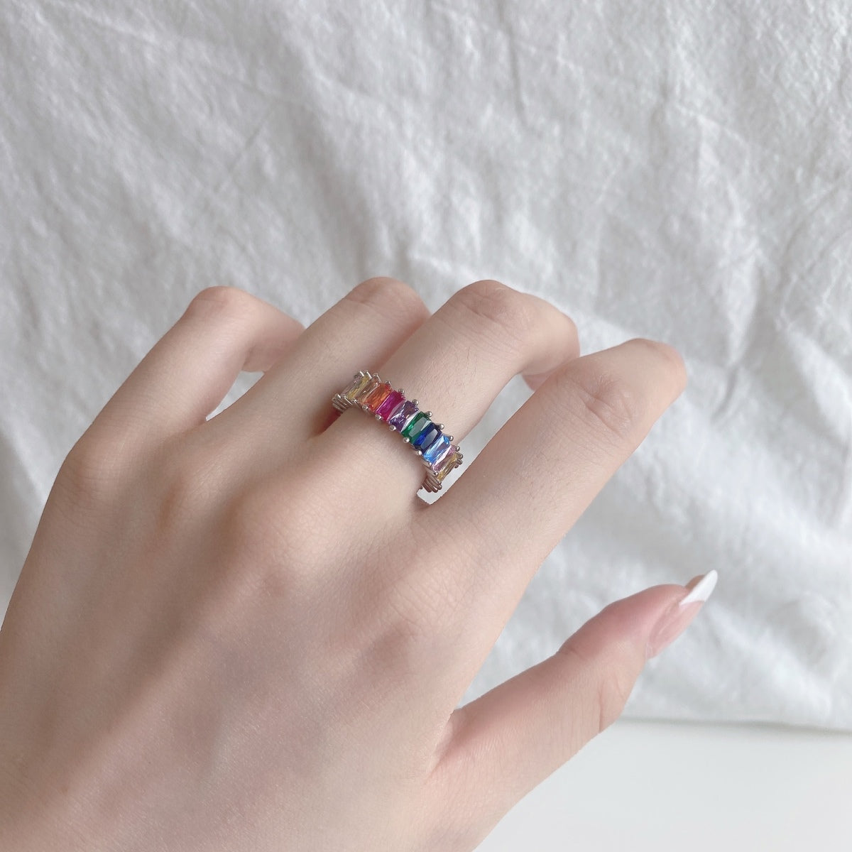 [Olivia Jewelry]Unique Colorful Radiant Cut RIng