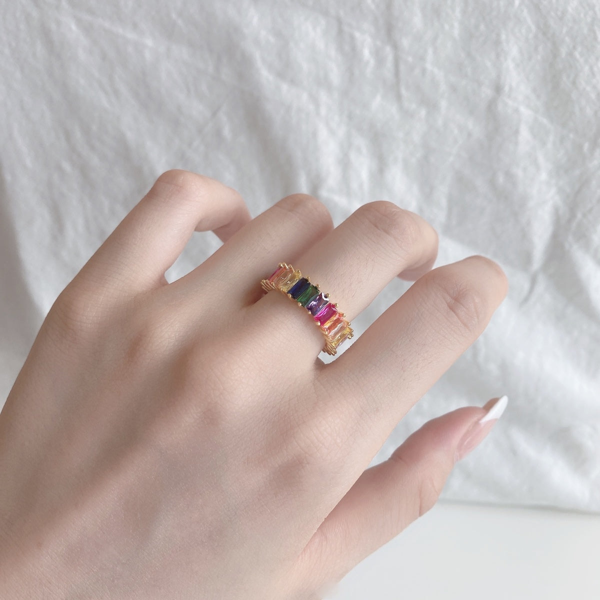[Olivia Jewelry]Unique Colorful Radiant Cut RIng