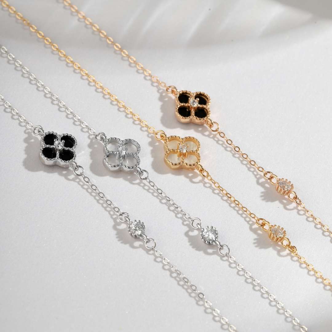 [Olivia Jewelry]Delicate Four Leaf Clover Bracelet