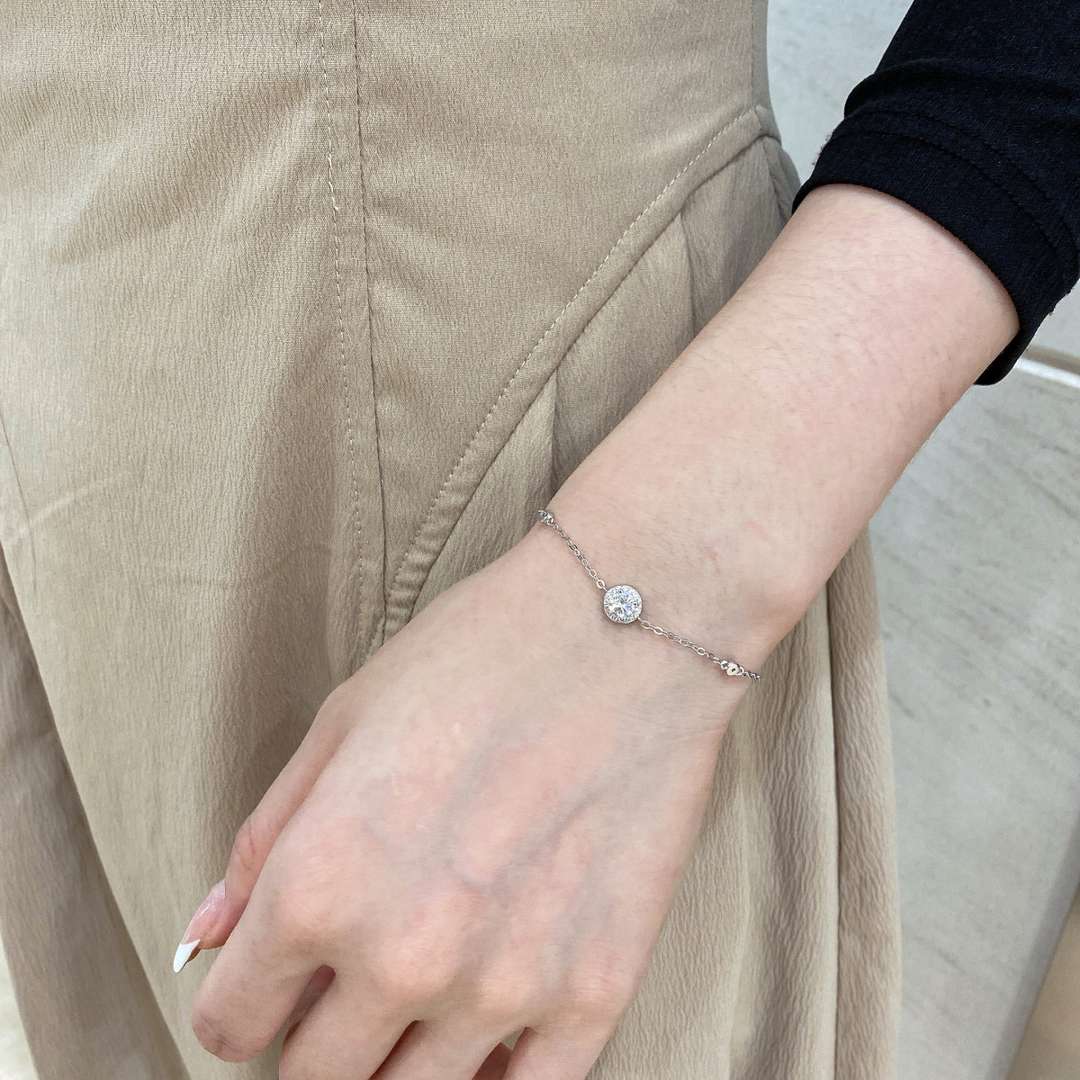 [Olivia Jewelry]Dazzling Round Cut Shape Bracelet