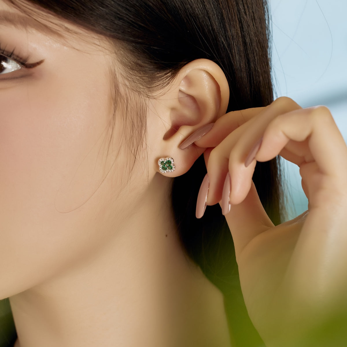 [Olivia Jewelry]Four-Leaf Clover Flower Shaped Earrings