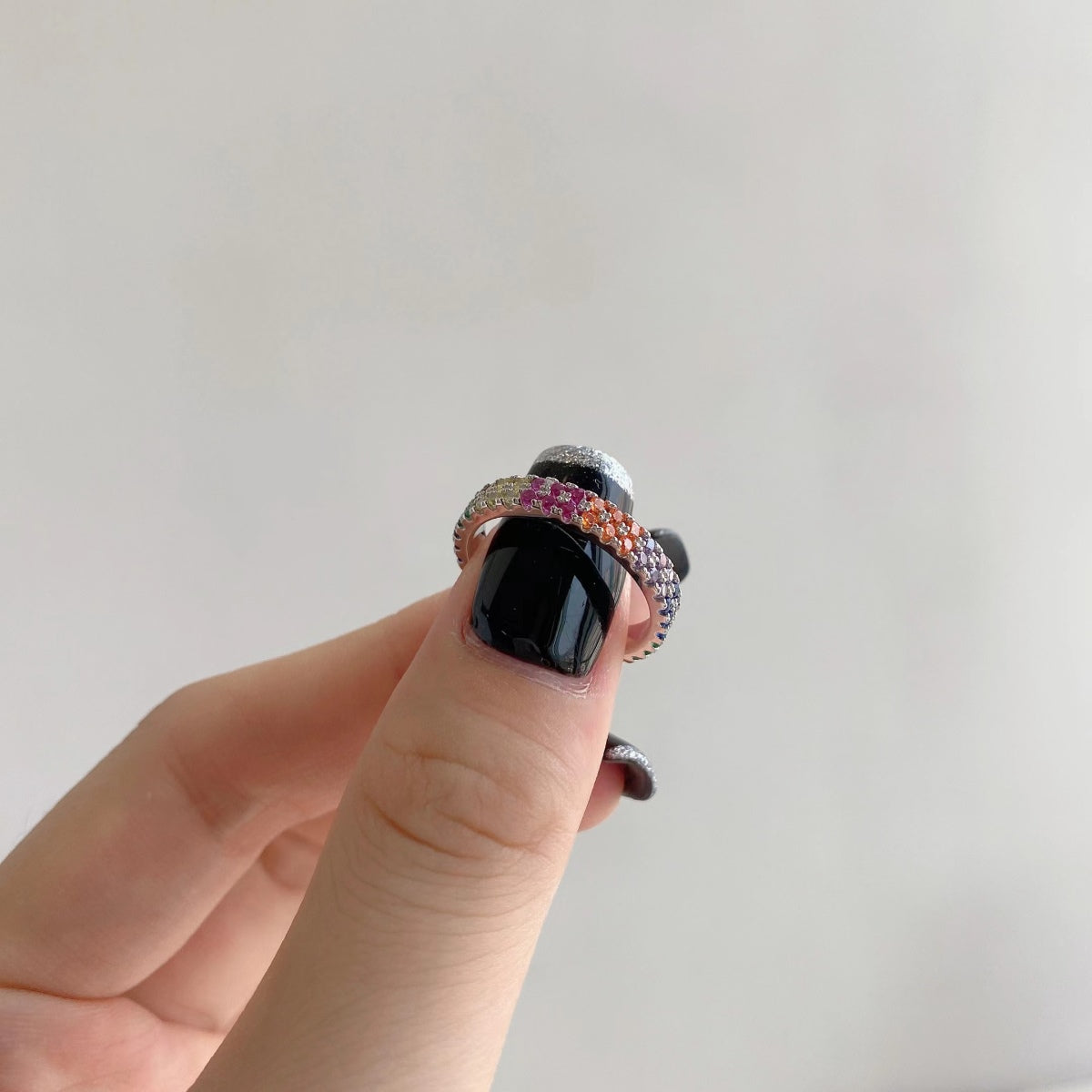 [Olivia Jewelry]Unique Colorful Round Cut Tennis Ring