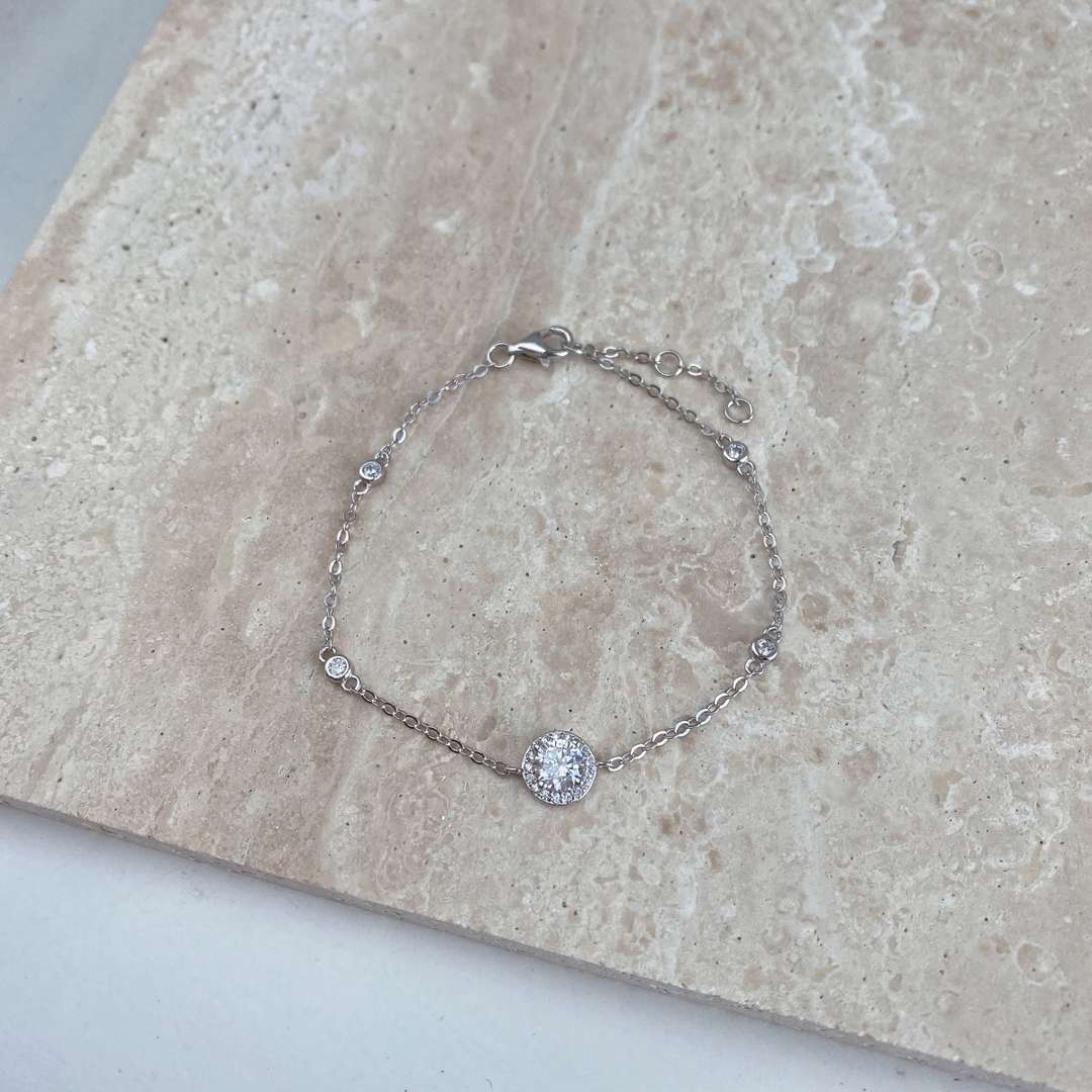 [Olivia Jewelry]Dazzling Round Cut Shape Bracelet