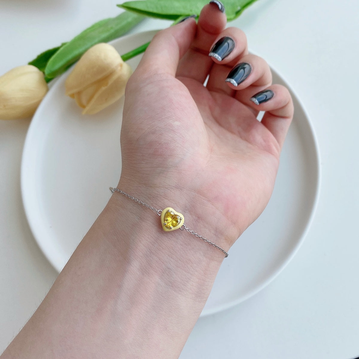 [Olivia Jewelry]Sparkling Romantic Heart Shape Lover Bracelet