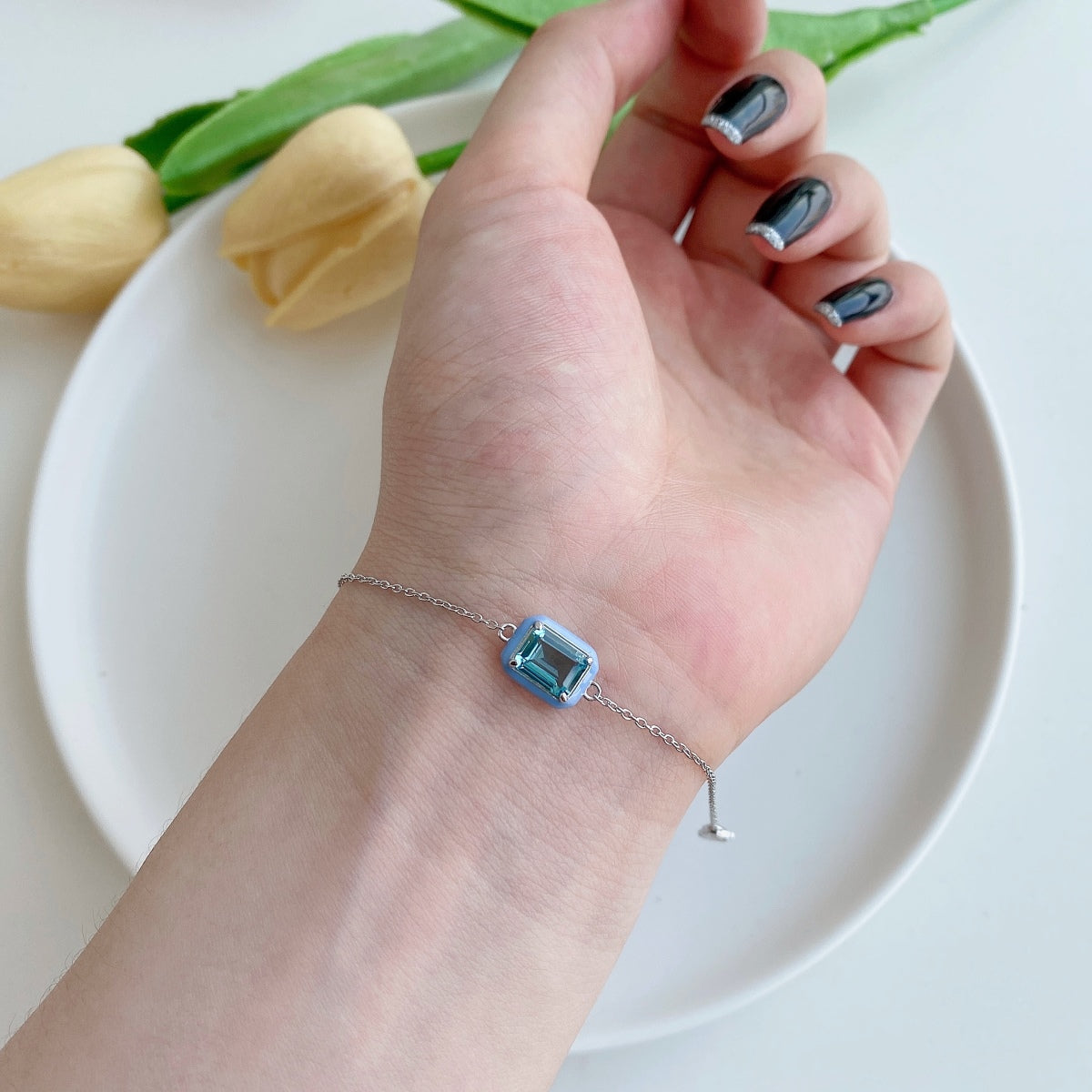 [Olivia Jewelry]2.0 Carat Sparkling Colorful Emerald Cut Daily Bracelet