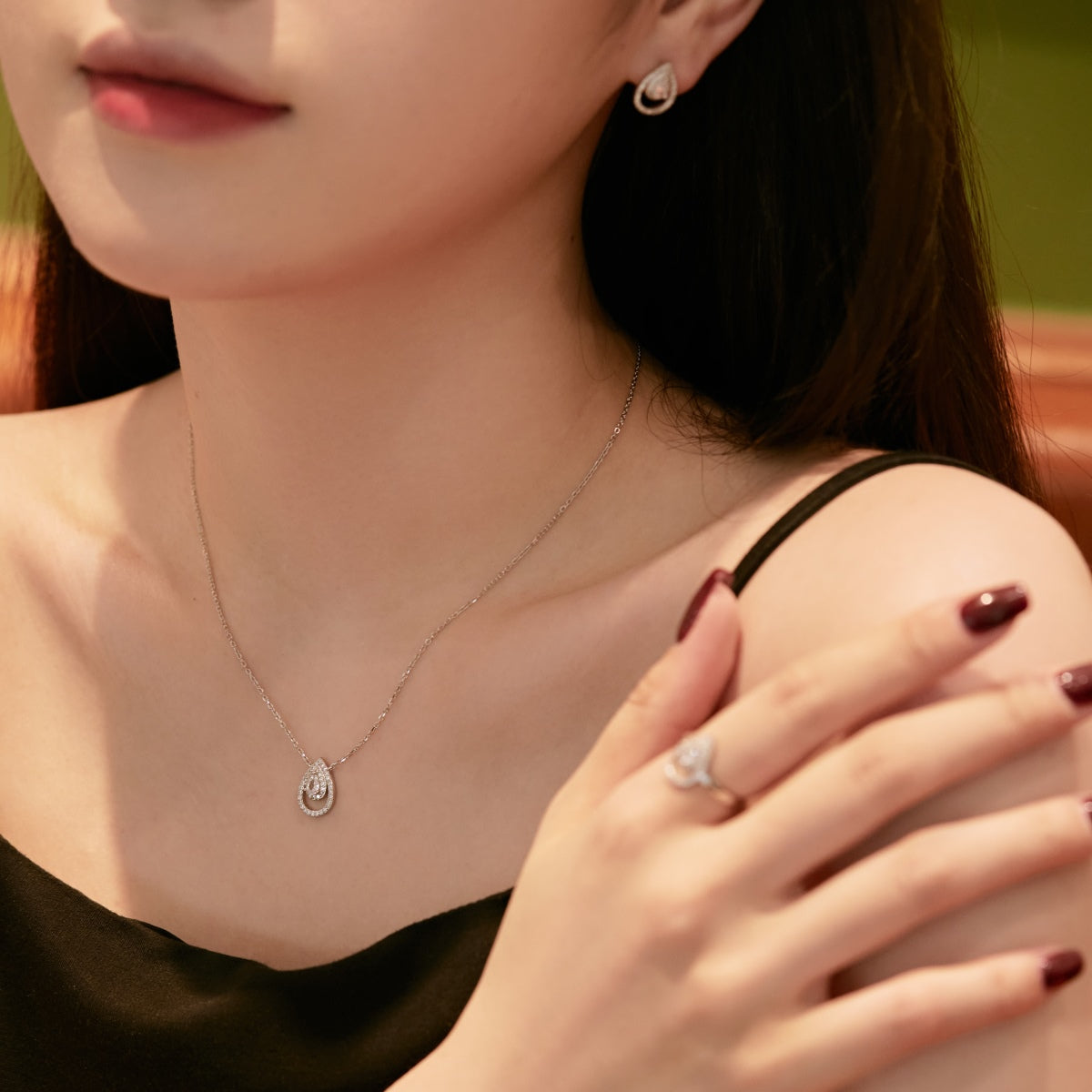 [Olivia Jewelry]Sparkling Pear Cut Necklace