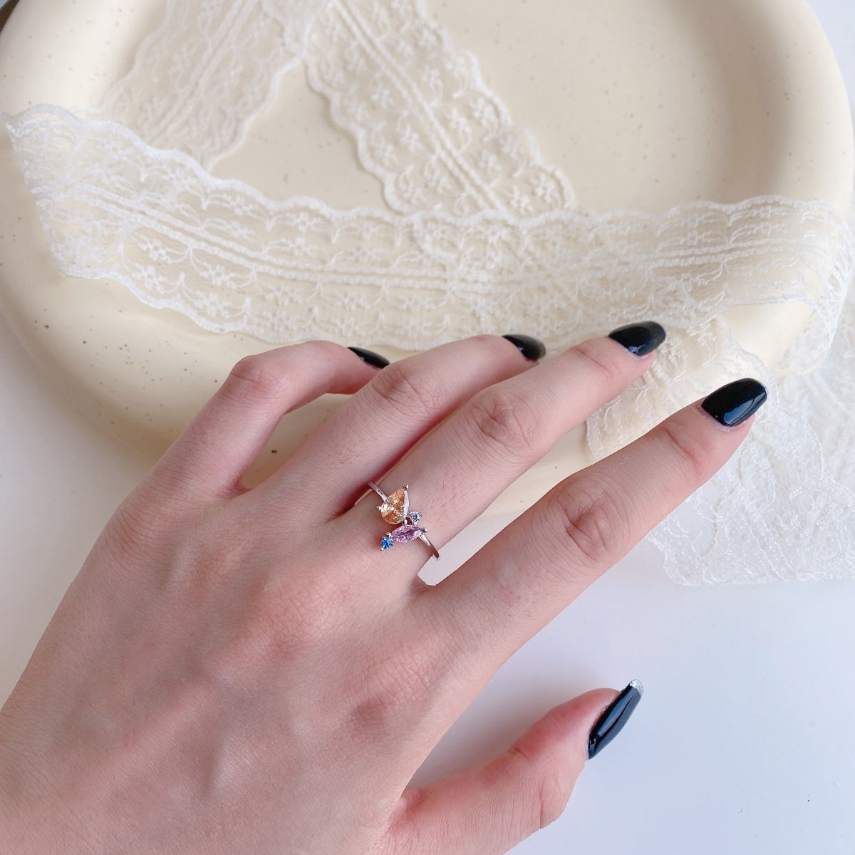 [Olivia Jewelry]Radiant Colorful Multi Cut Daily Ring