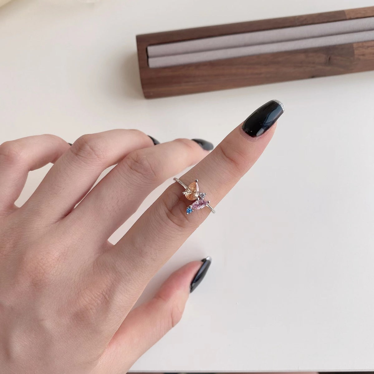 [Olivia Jewelry]Radiant Colorful Multi Cut Daily Ring