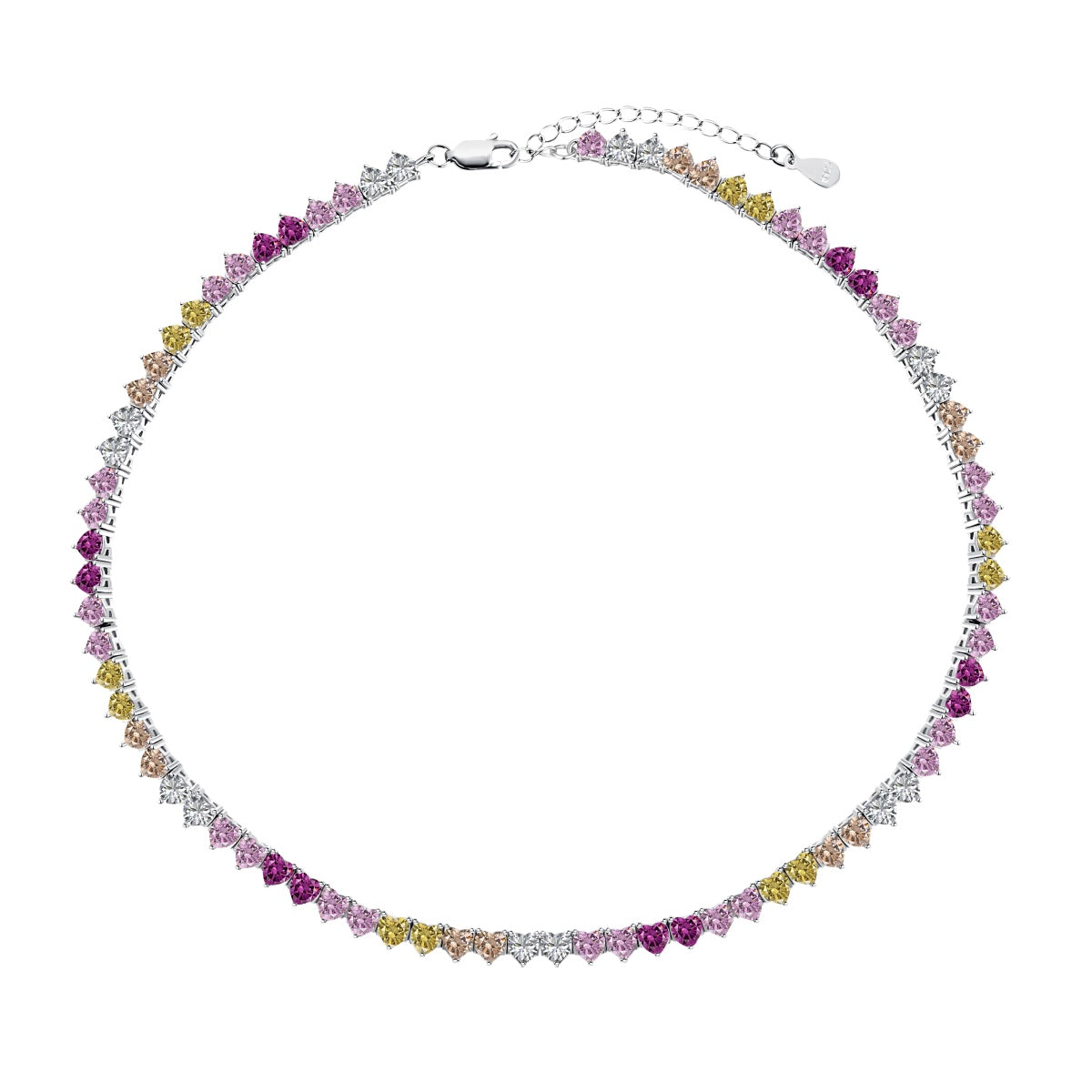 [Olivia Jewelry]Sparkling Colorful Full Heart Tennis Necklace