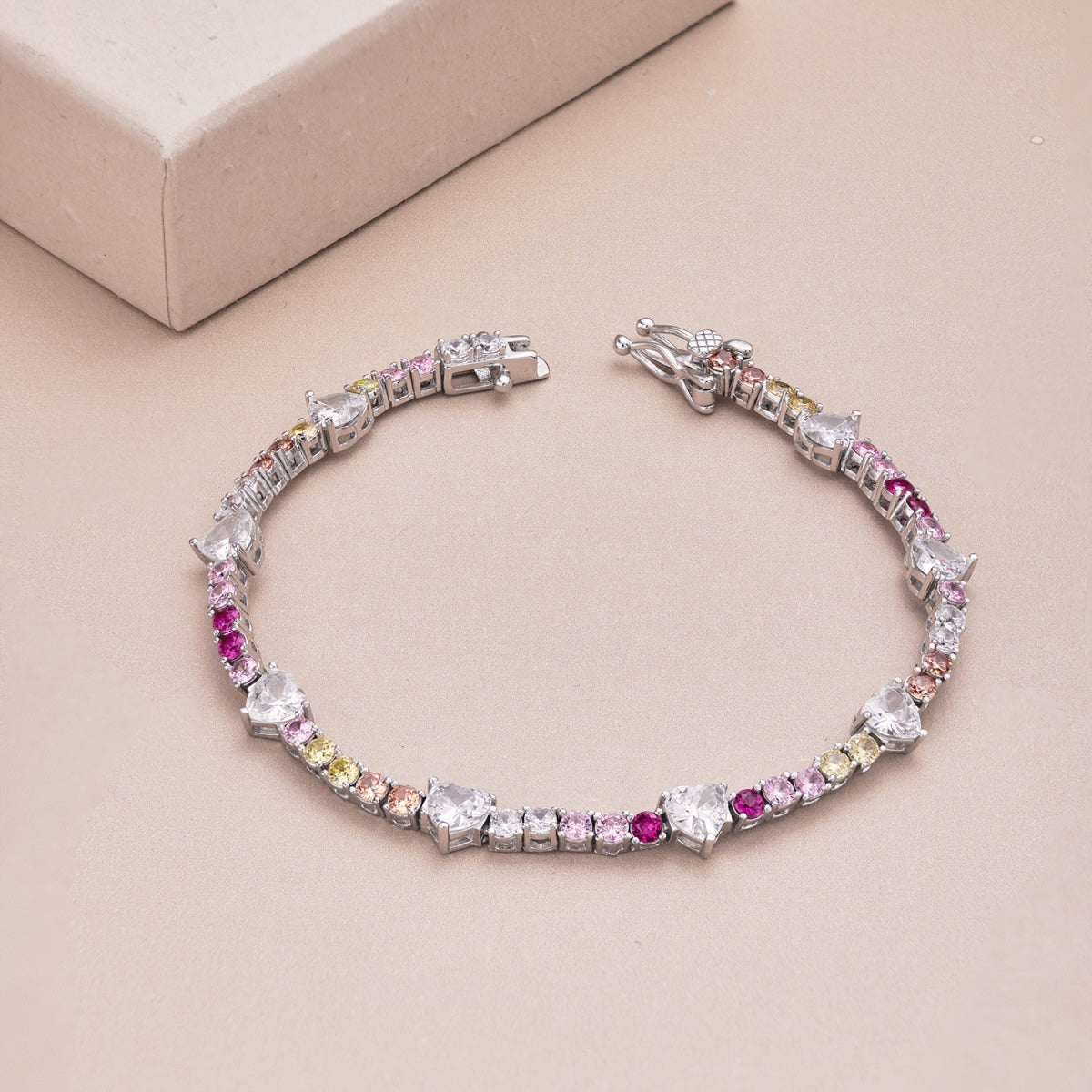 [Olivia Jewelry]Romantic Heart Shape Round Cut Lover Bracelet