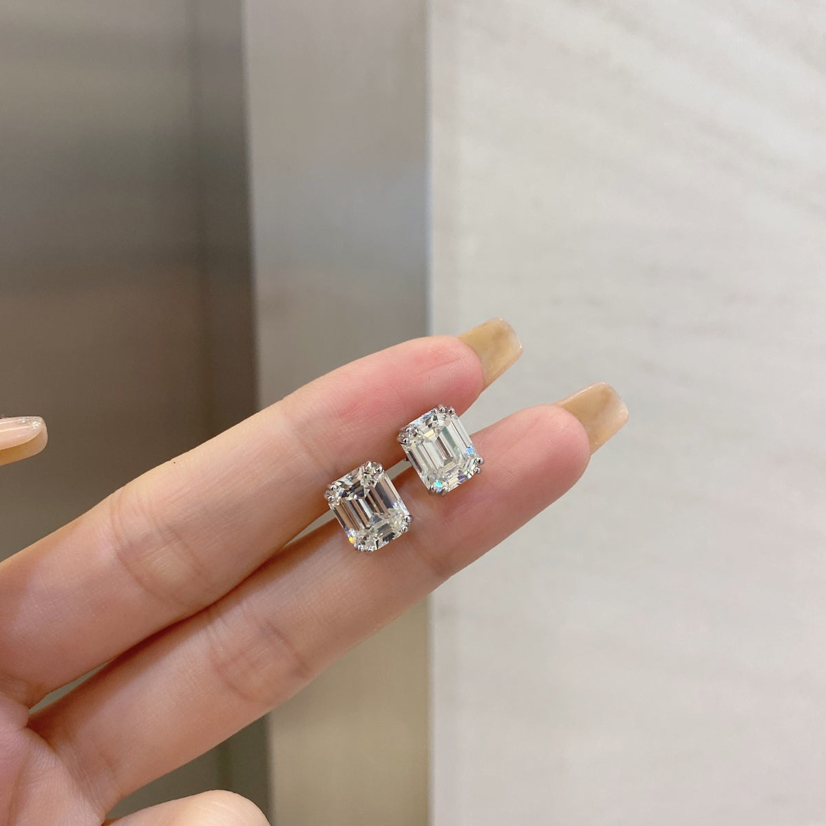 [Olivia Jewelry]Dazzling Square Shape Earrings