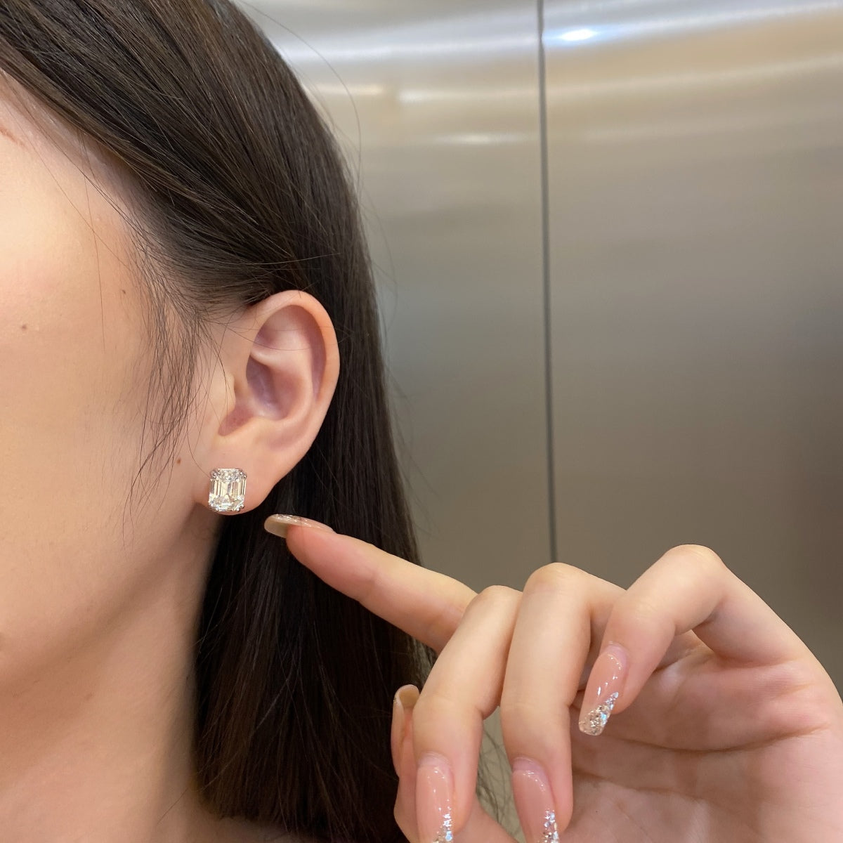 [Olivia Jewelry]Dazzling Square Shape Earrings