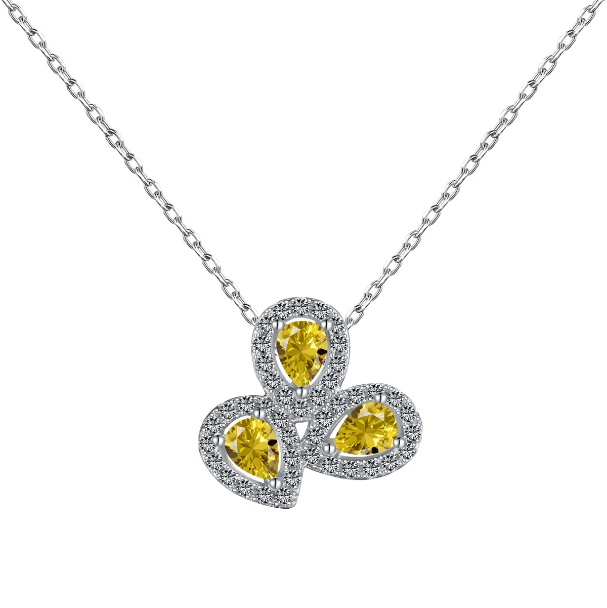 [Olivia Jewelry]Elegant Flower Shape Pear Cut Necklace