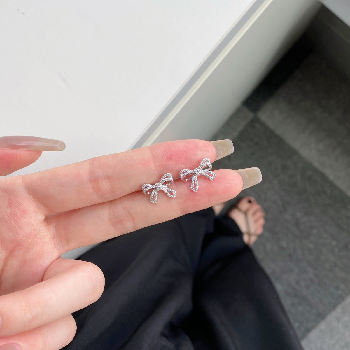 [Olivia Jewelry]Dainty Bow Shape Earrings