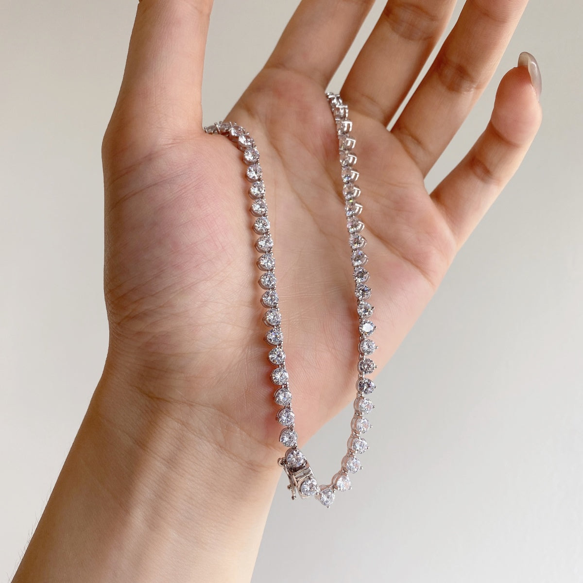 [Olivia Jewelry]Ornate Heart Cut Tennis Necklace