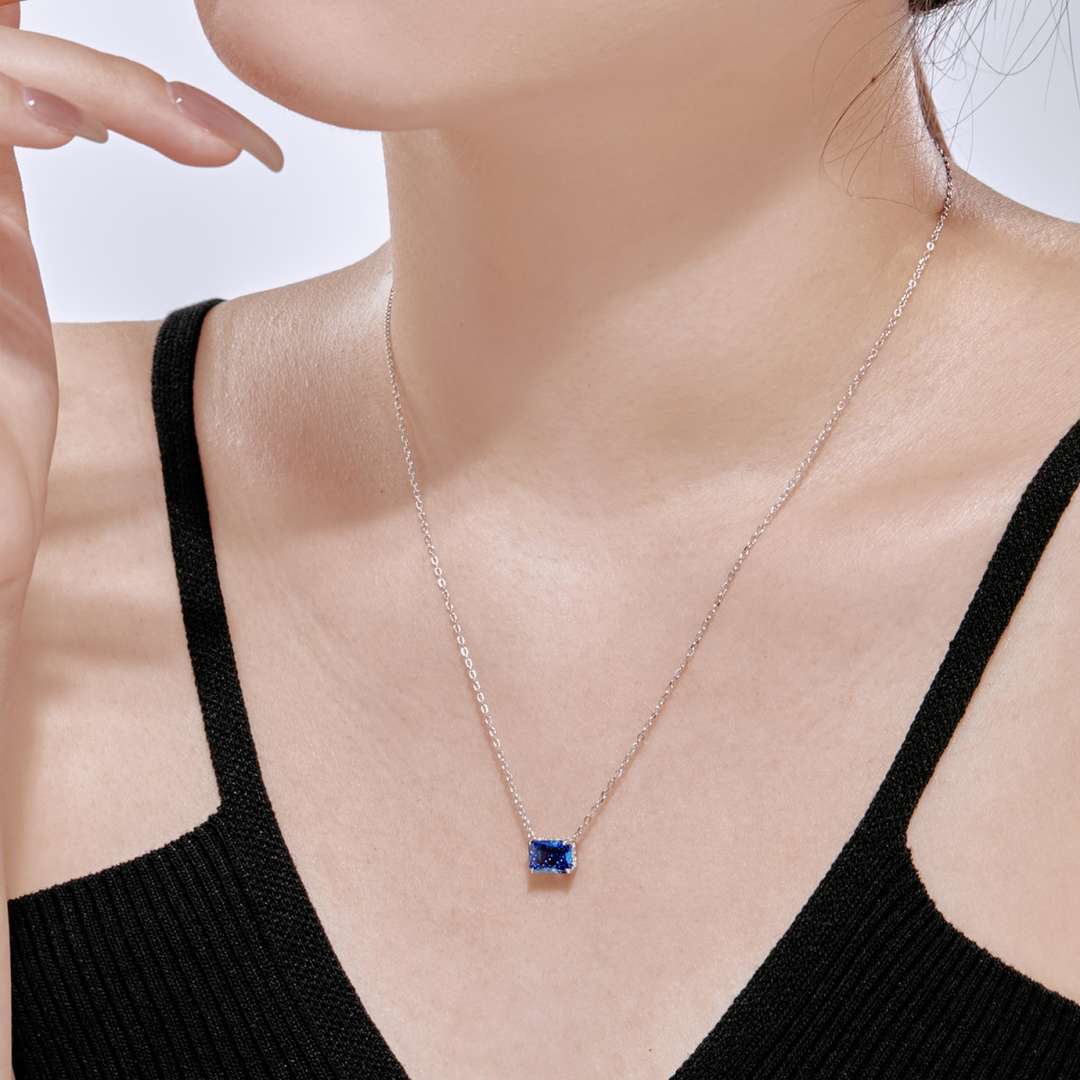 [Olivia Jewelry]Luxurious Square Shape Colorful Necalack