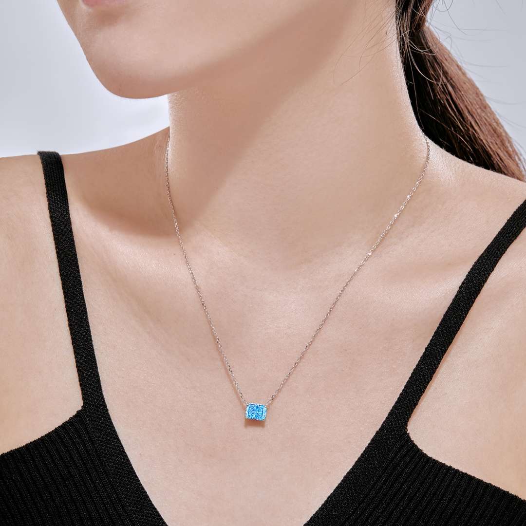 [Olivia Jewelry]Luxurious Square Shape Colorful Necalack