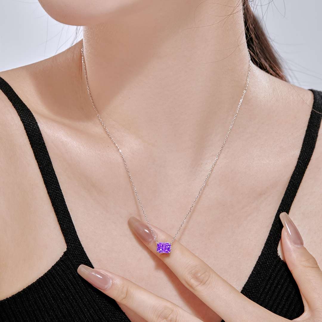 [Olivia Jewelry]Luxurious Square Shape Colorful Necalack