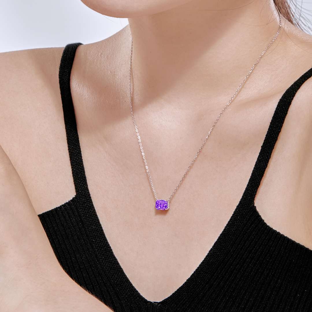 [Olivia Jewelry]Luxurious Square Shape Colorful Necalack