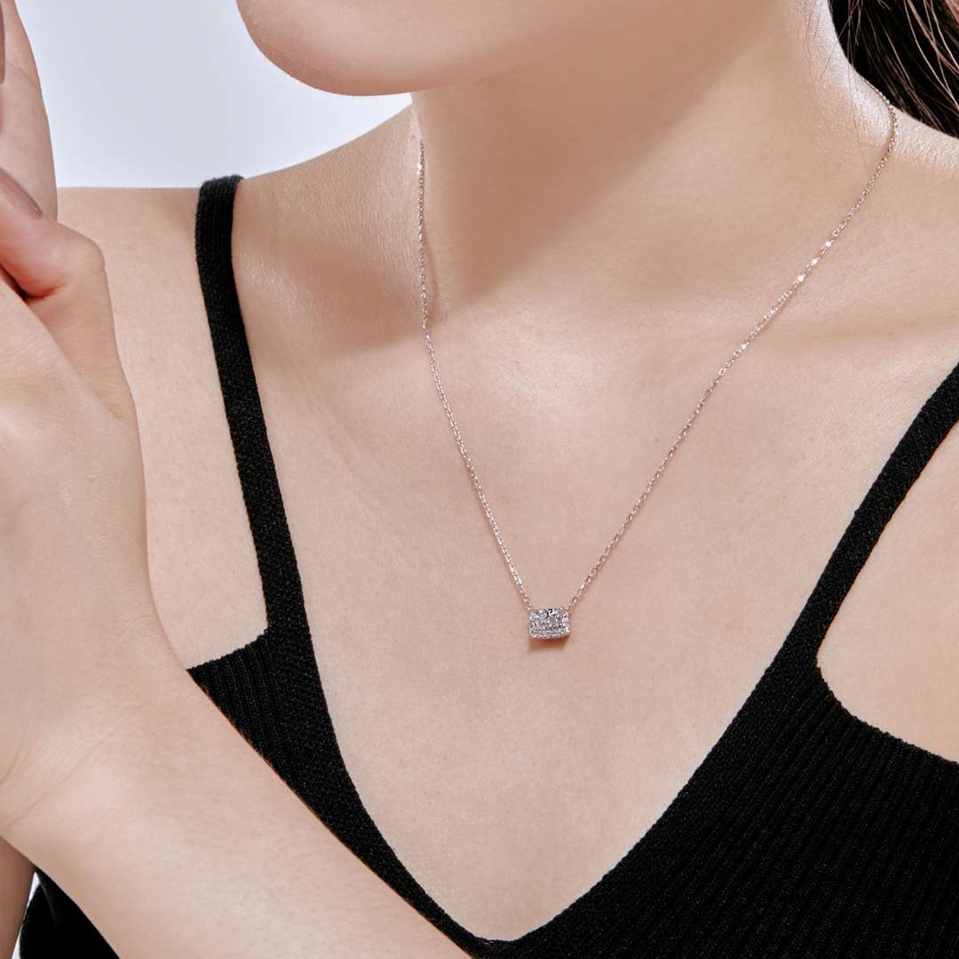 [Olivia Jewelry]Luxurious Square Shape Colorful Necalack