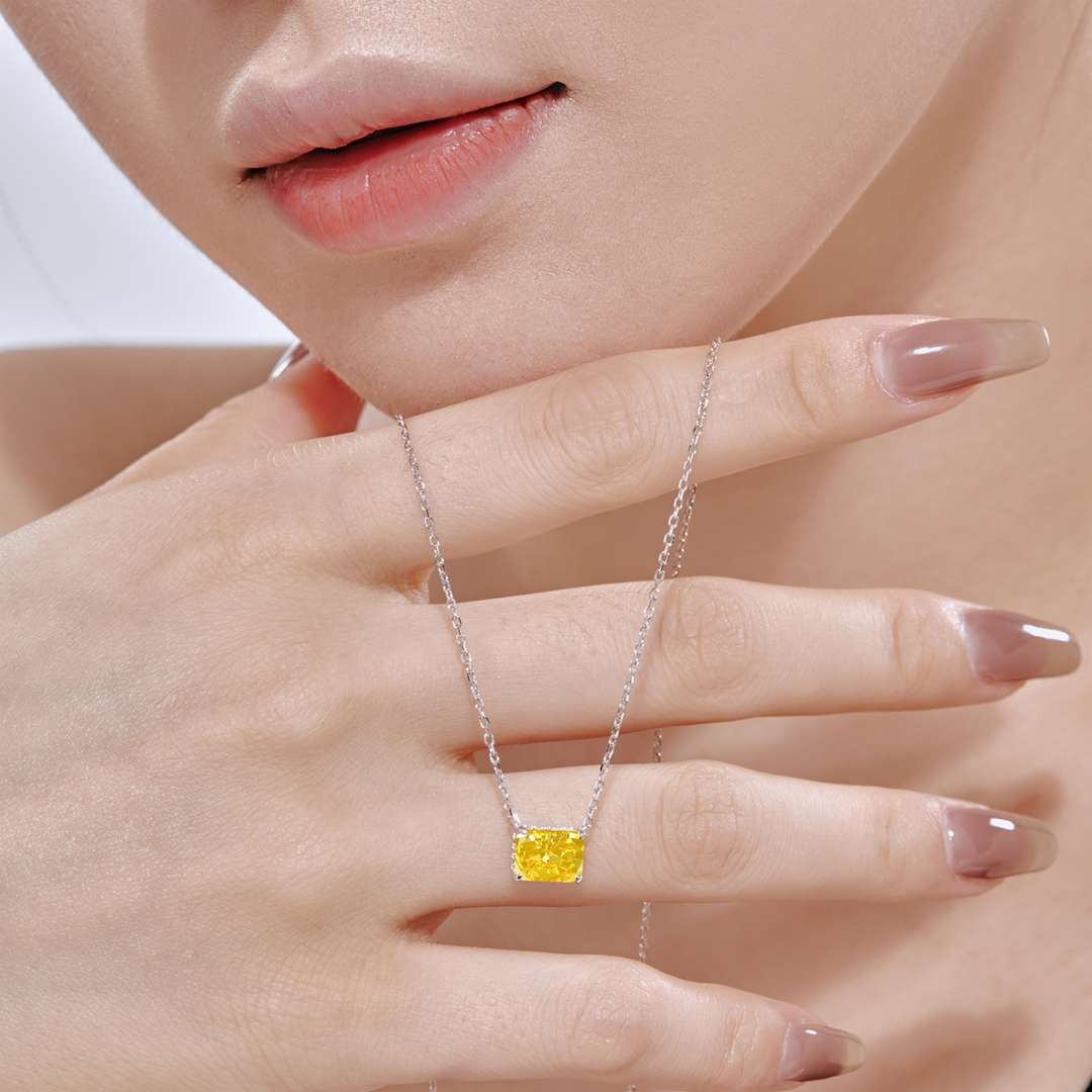 [Olivia Jewelry]Luxurious Square Shape Colorful Necalack