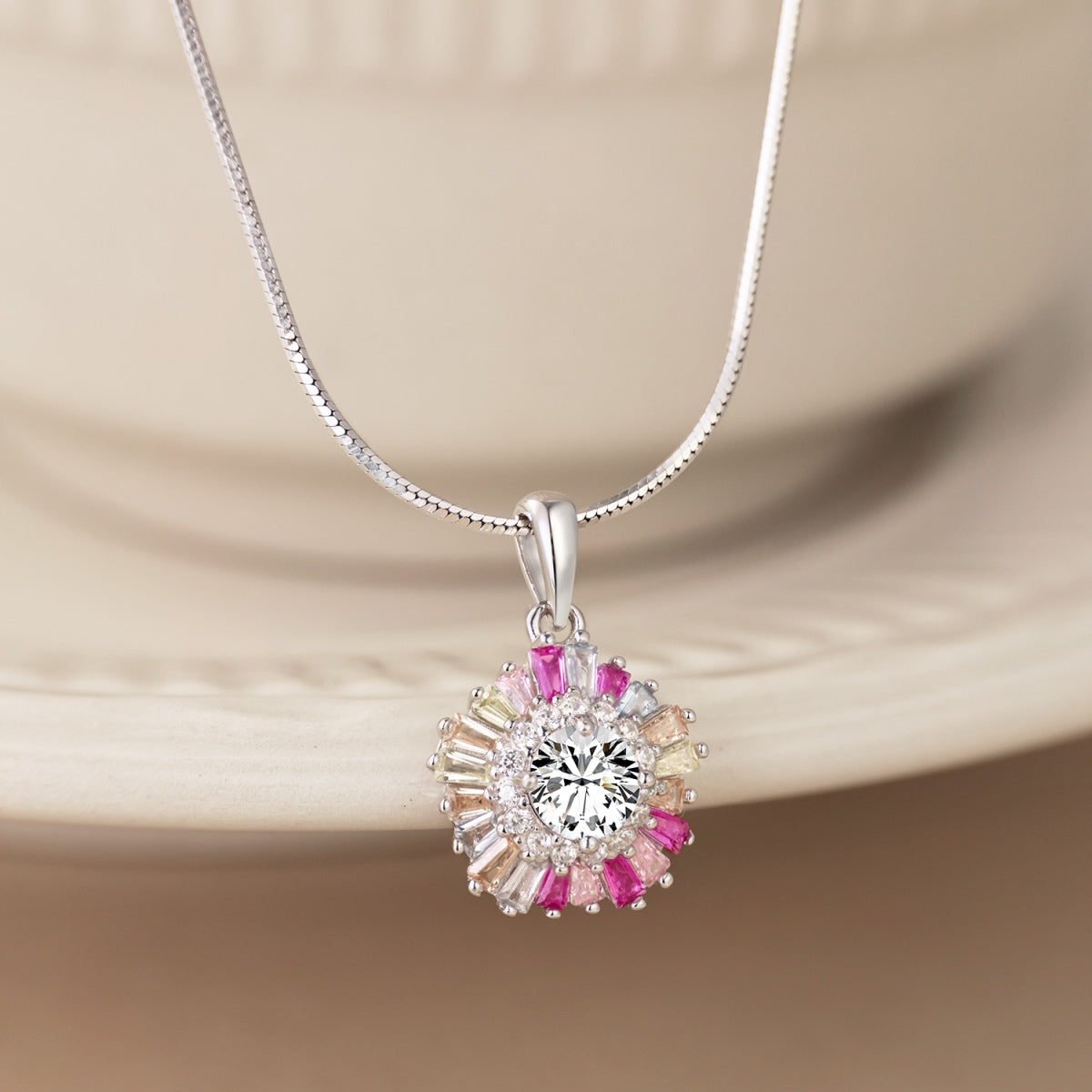 [Olivia Jewelry]Charming Flower Colorful Necklace