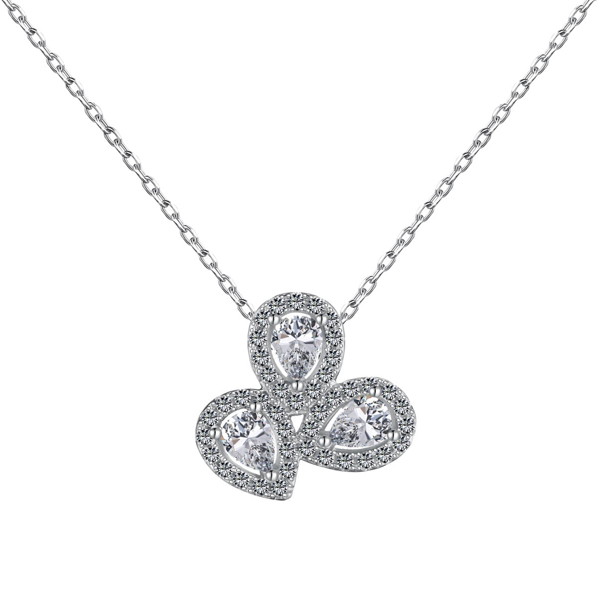 [Olivia Jewelry]Elegant Flower Shape Pear Cut Necklace
