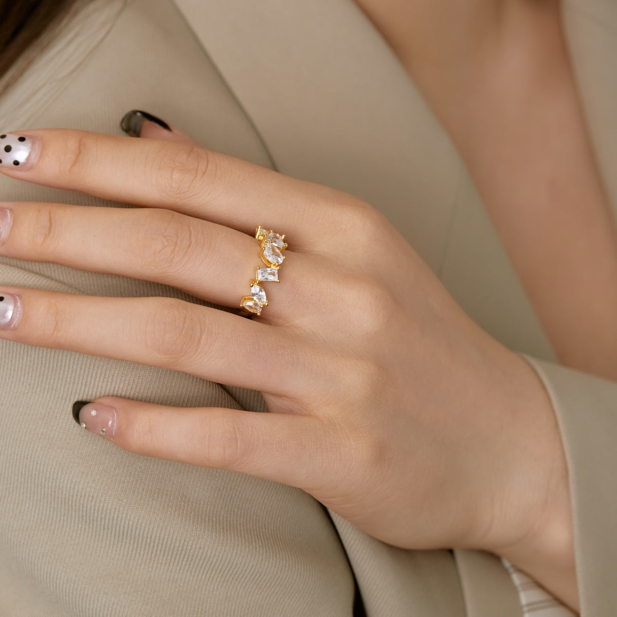 [Olivia Jewelry]Delicate Multi Cut Ring