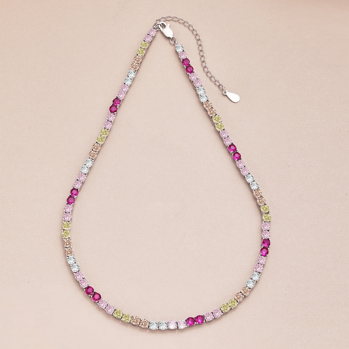 [Olivia Jewelry]Delicate Colorful Tennis Necklace