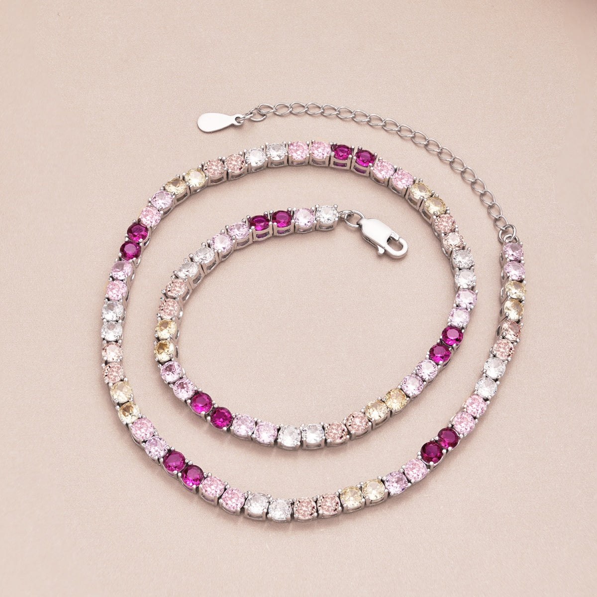 [Olivia Jewelry]Delicate Colorful Tennis Necklace