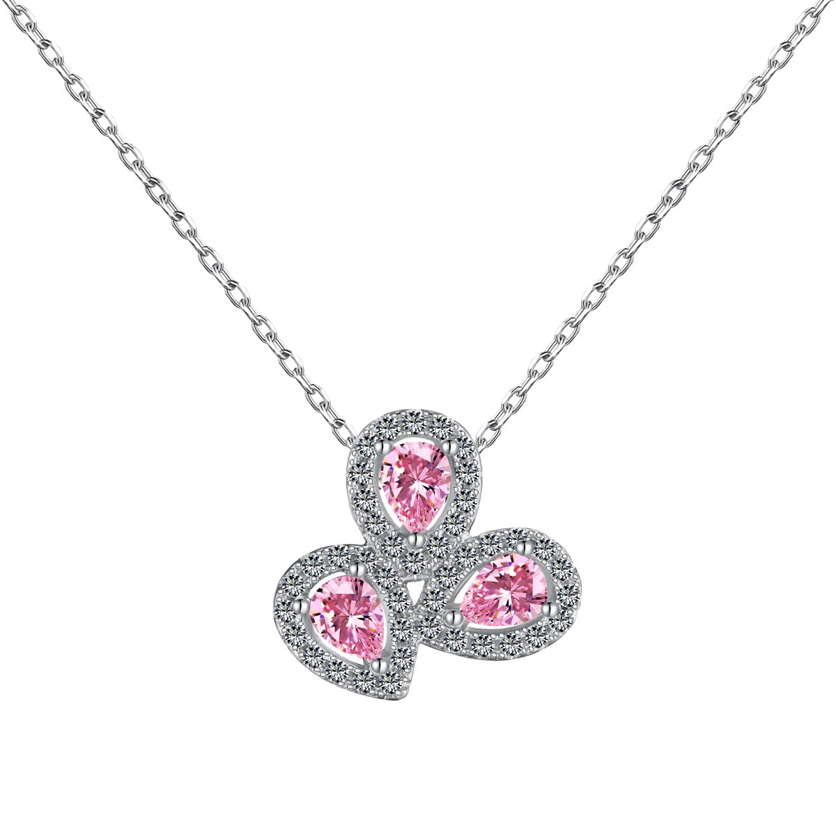 [Olivia Jewelry]Elegant Flower Shape Pear Cut Necklace
